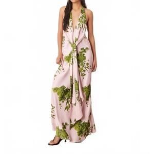 NEW ARRANGE plunge cowl neck maxi dress in pink